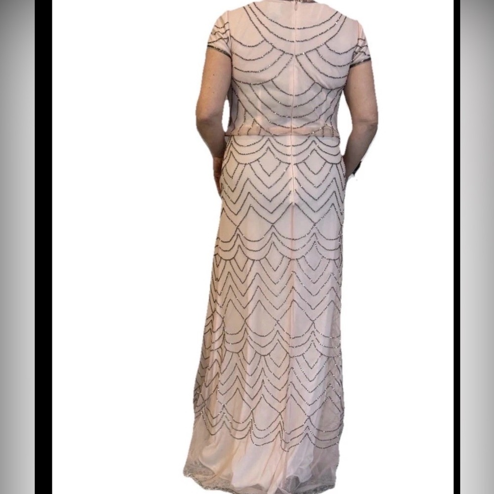 Adrianna Papell Blush Pink Beaded Tulle Gown Embellished Formal Dress 6 - Picture 16 of 17